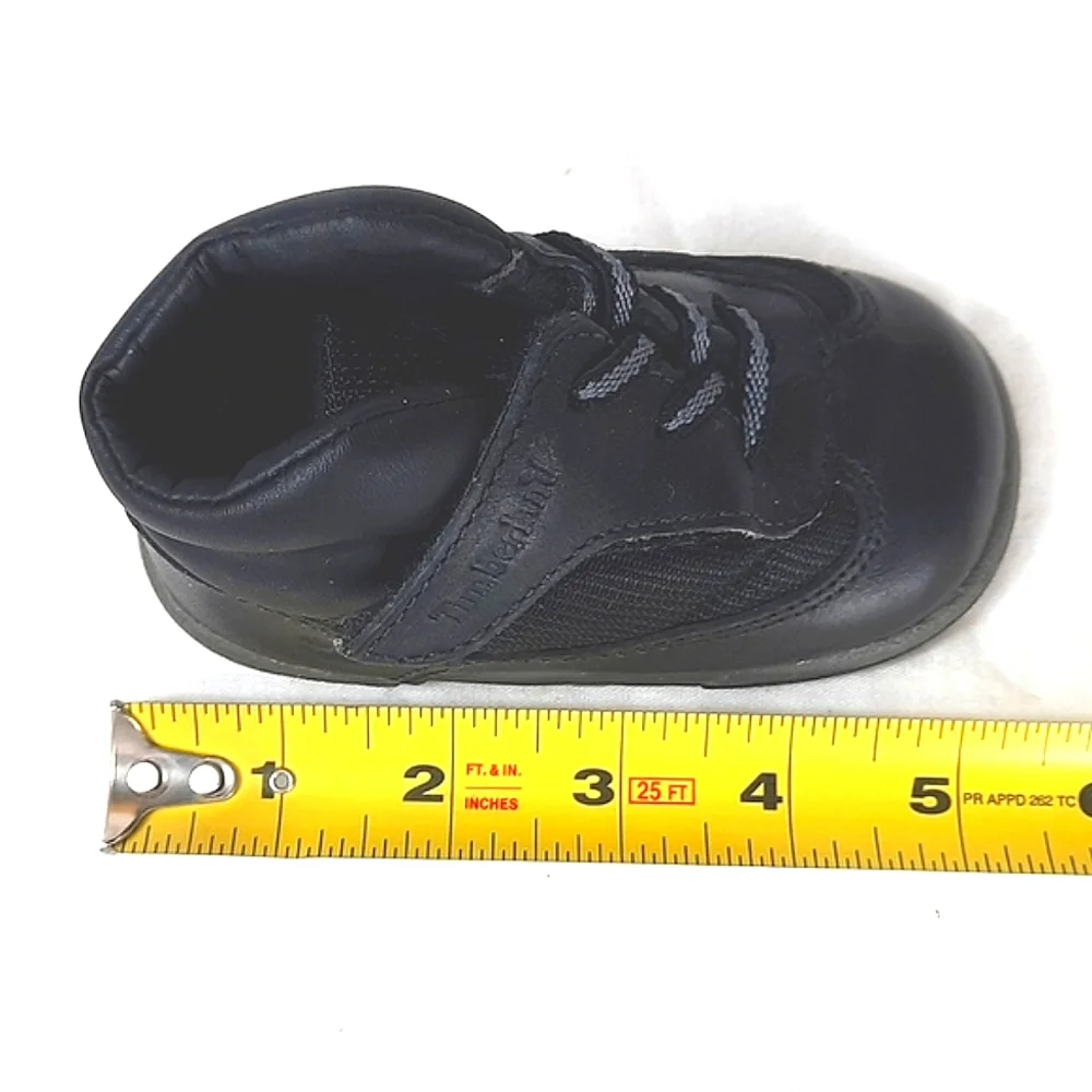 Timberland Baby Hightop Shoes Boots Sneakers Size 3 Black Leather Toddler